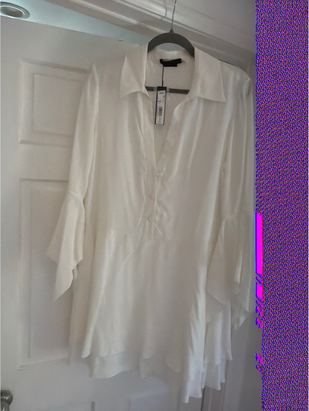 alice + olivia White Layered Hem Dress with Flared Sleeves Size 12
